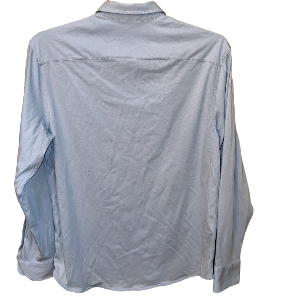 Men's UNTUCKit Huber Jersey Knit Button Down Shirt Light Blue Size Large - Picture 3 of 5
